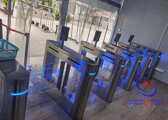 Porta de alta velocidade da barreira do balanço do esmagamento dos torniquetes óticos de baixo nível de ruído do reconhecimento de cara anti