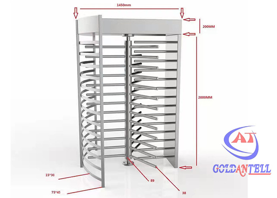 da porta pedestre do sistema do acesso da porta giratória da alta segurança de 100V 240V altura completa