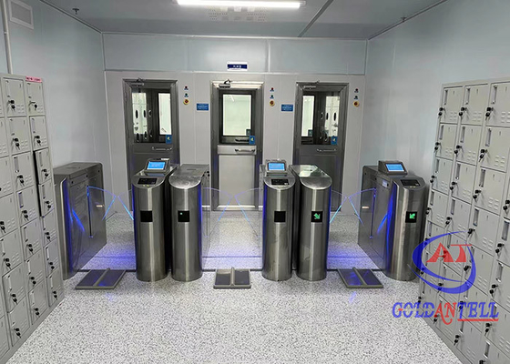 Porta do torniquete da aleta do verificador do ESD do pessoal da entrada do quarto desinfetado para a correia do pulso e do pé