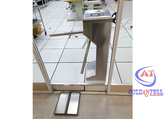 Porta vertical automática elétrica do torniquete do tripé com o verificador do pé do ESD do leitor de cartão