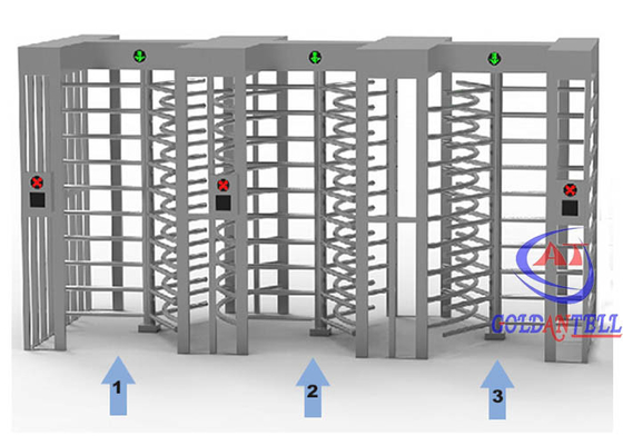Três da porta completa do torniquete da altura das pistas 2250mm varredor biométrico da cara conduzido contra